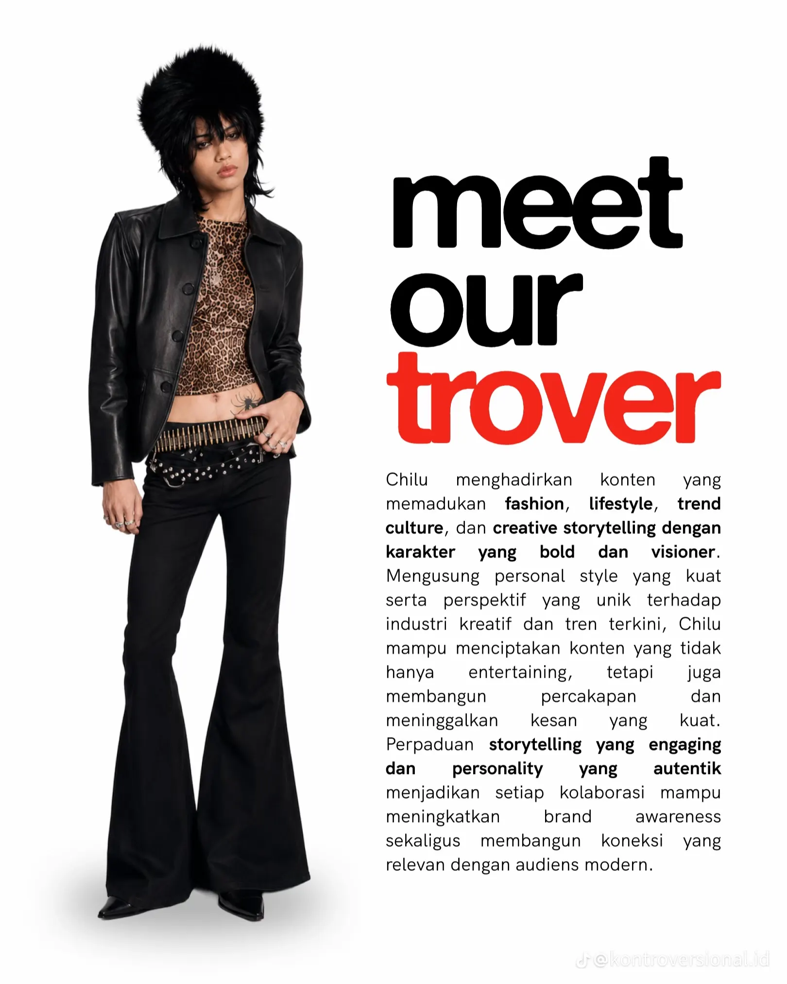 Chilu in an editorial full-length shot, styled for fashion, lifestyle, trend culture & creative storytelling